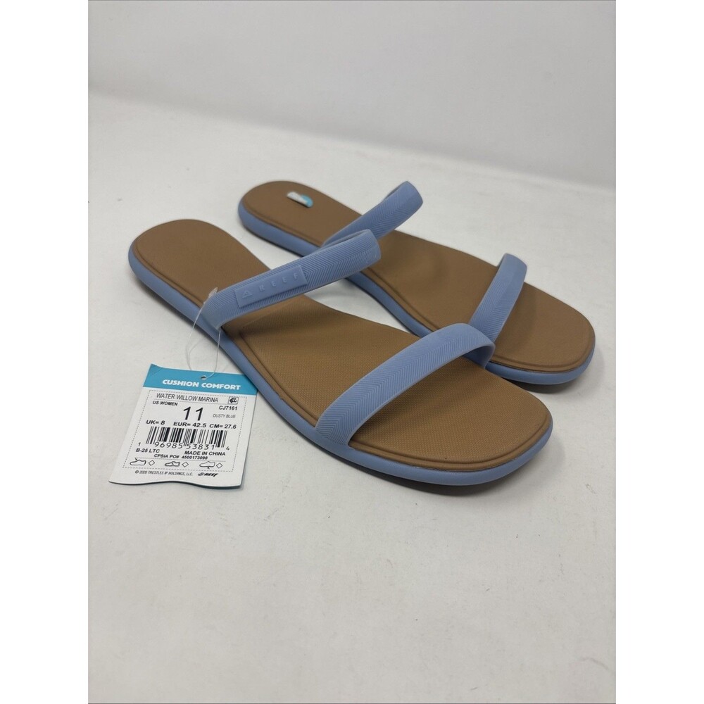 REEF Water Willow Marina Sandals Women’s 11 Dusty Blue Cushioned Slides NWT